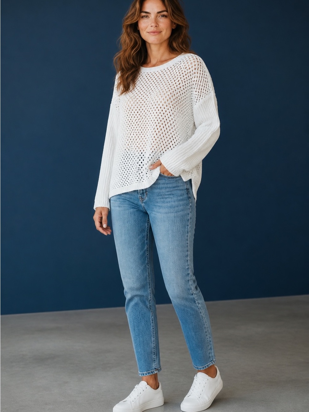 Prana Open-Weave White Sweater
Size: Medium